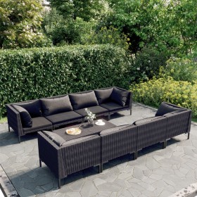 Gartensofas 9-teilig und Kissen dunkelgraues synthetisches Rattan von vidaXL, Gartensets - Ref: Foro24-3099802, Preis: 630,99...