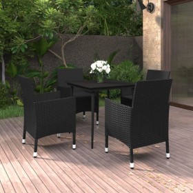 Set comedor de jardín 5 pzas y cojines ratán sintético y vidrio de vidaXL, Conjuntos de jardín - Ref: Foro24-3099734, Precio:...