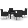 Juego de comedor para jardín 5 piezas negro de vidaXL, Conjuntos de jardín - Ref: Foro24-3099633, Precio: 363,99 €, Descuento: %