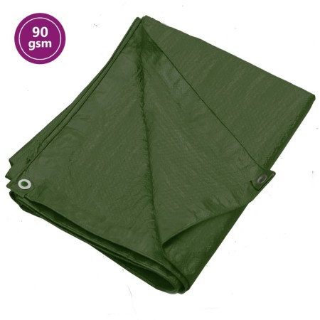 Green HDPE tarpaulin 90 g/m² 6x8 m by vidaXL, Waterproof tarpaulins - Ref: Foro24-151523, Price: 43,22 €, Discount: %