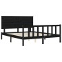 Bed frame with black solid wood headboard 160x200 cm by vidaXL, Beds and slatted bases - Ref: Foro24-3193415, Price: 190,68 €...