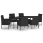 Juego de comedor para jardín 7 piezas negro de vidaXL, Conjuntos de jardín - Ref: Foro24-3099635, Precio: 567,37 €, Descuento: %