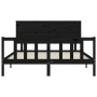 Bed frame with black solid wood headboard 160x200 cm by vidaXL, Beds and slatted bases - Ref: Foro24-3193415, Price: 190,68 €...