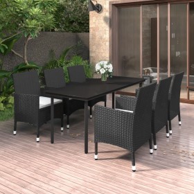 Garten-Essset 7-teilig und Kissen aus synthetischem Rattan und Glas von vidaXL, Gartensets - Ref: Foro24-3099683, Preis: 556,...