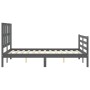 Double bed frame with gray solid wood headboard by vidaXL, Beds and slatted bases - Ref: Foro24-3194088, Price: 165,38 €, Dis...