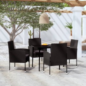 Juego de comedor para jardín 5 piezas negro de vidaXL, Conjuntos de jardín - Ref: Foro24-3099632, Precio: 323,99 €, Descuento: %