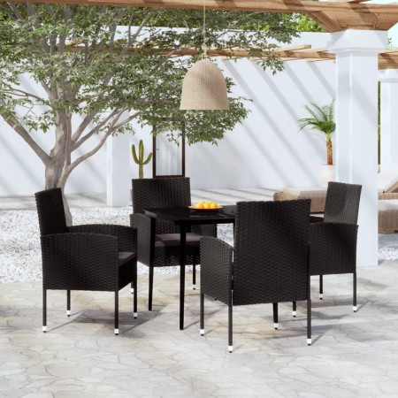 Juego de comedor para jardín 5 piezas negro de vidaXL, Conjuntos de jardín - Ref: Foro24-3099632, Precio: 324,74 €, Descuento: %