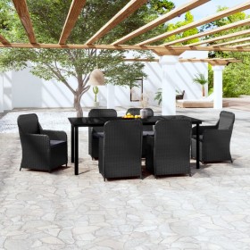 7-teiliges Garten-Ess-Set mit Kissen schwarz von vidaXL, Gartensets - Ref: Foro24-3099533, Preis: 949,99 €, Rabatt: %