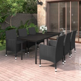 Set comedor de jardín 7 pzas y cojines ratán sintético y vidrio de vidaXL, Conjuntos de jardín - Ref: Foro24-3099689, Precio:...