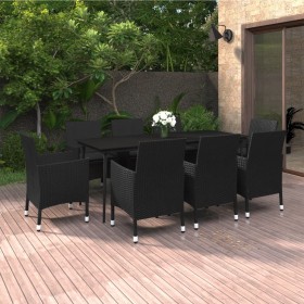 Set comedor de jardín 9 pzas y cojines ratán sintético y vidrio de vidaXL, Conjuntos de jardín - Ref: Foro24-3099738, Precio:...