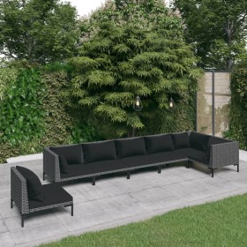 7-piece garden sofas and dark gray synthetic rattan cushions by vidaXL, Garden sets - Ref: Foro24-3099854, Price: 589,99 €, D...