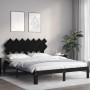 Bed frame with black solid wood headboard 140x200 cm by vidaXL, Beds and slatted bases - Ref: Foro24-3193730, Price: 155,73 €...