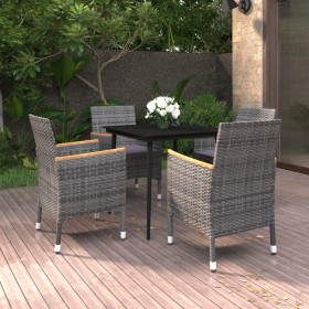 Set comedor de jardín 5 pzas y cojines ratán sintético y vidrio de vidaXL, Conjuntos de jardín - Ref: Foro24-3099788, Precio:...