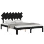 Bed frame with black solid wood headboard 140x200 cm by vidaXL, Beds and slatted bases - Ref: Foro24-3193730, Price: 155,73 €...