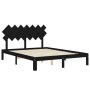 Bed frame with black solid wood headboard 140x200 cm by vidaXL, Beds and slatted bases - Ref: Foro24-3193730, Price: 155,73 €...