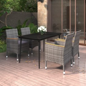 Set comedor de jardín 5 pzas y cojines ratán sintético y vidrio de vidaXL, Conjuntos de jardín - Ref: Foro24-3099789, Precio:...