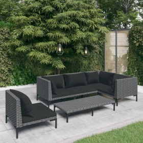 6-piece garden sofas and dark gray synthetic rattan cushions by vidaXL, Garden sets - Ref: Foro24-3099853, Price: 377,99 €, D...