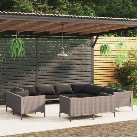 Gartensofas 11 Stück und Kissen dunkelgraues synthetisches Rattan von vidaXL, Gartensets - Ref: Foro24-3099902, Preis: 1,00 €...