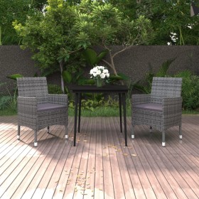 Garten Esstischgarnitur 3 Stück und Kissen Kunststoff Rattan & Glas von vidaXL, Gartensets - Ref: Foro24-3099739, Preis: 200,...