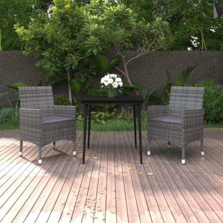 Garten Esstischgarnitur 3 Stück und Kissen Kunststoff Rattan & Glas von vidaXL, Gartensets - Ref: Foro24-3099739, Preis: 206,...