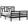 Estructura de cama con cabecero madera maciza negro 140x190 cm de vidaXL, Camas y somieres - Ref: Foro24-3194945, Precio: 166...