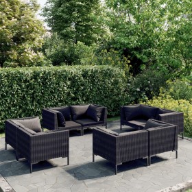 Set of 8-piece garden sofas with dark gray synthetic rattan cushions. by vidaXL, Garden sets - Ref: Foro24-3099808, Price: 69...