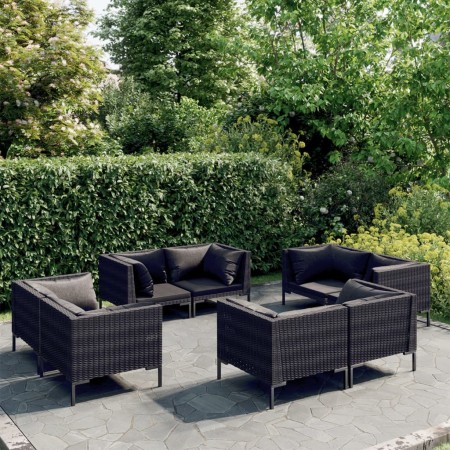 Gartensofa Set 8 Stück dunkelgraue synthetische Rattankissen von vidaXL, Gartensets - Ref: Foro24-3099808, Preis: 689,57 €, R...