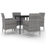 Set comedor de jardín 5 pzas y cojines ratán sintético y vidrio de vidaXL, Conjuntos de jardín - Ref: Foro24-3099740, Precio:...