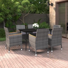 Garten-Essgruppe 7-teilig und Kissen aus synthetischem Rattan und Glas von vidaXL, Gartensets - Ref: Foro24-3099790, Preis: 5...