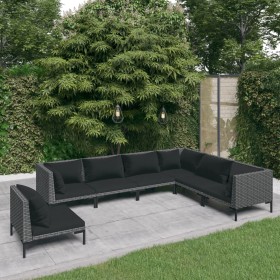 7-teilige Gartensofas und dunkelgraue Kissen aus synthetischem Rattan von vidaXL, Gartensets - Ref: Foro24-3099856, Preis: 58...