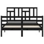 Estructura de cama con cabecero madera maciza negro 140x190 cm de vidaXL, Camas y somieres - Ref: Foro24-3194945, Precio: 166...