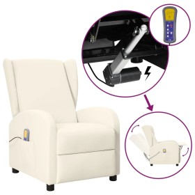 Liftable cream-white synthetic leather massage wing chair by vidaXL, Electric massage chairs - Ref: Foro24-3098251, Price: 25...