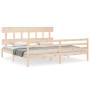 Bed frame with solid wood headboard 200x200 cm by vidaXL, Beds and slatted bases - Ref: Foro24-3195176, Price: 139,38 €, Disc...