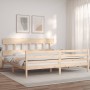 Bed frame with solid wood headboard 200x200 cm by vidaXL, Beds and slatted bases - Ref: Foro24-3195176, Price: 139,38 €, Disc...