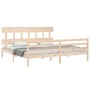 Bed frame with solid wood headboard 200x200 cm by vidaXL, Beds and slatted bases - Ref: Foro24-3195176, Price: 139,38 €, Disc...