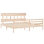 Bed frame with solid wood headboard 200x200 cm by vidaXL, Beds and slatted bases - Ref: Foro24-3195176, Price: 139,38 €, Disc...