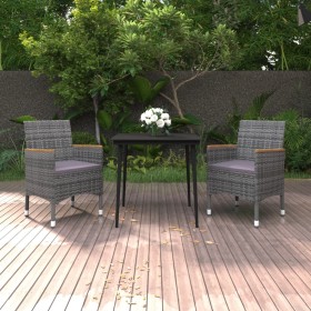 Garten Esstischgarnitur 3 Stück und Kissen Kunststoff Rattan & Glas von vidaXL, Gartensets - Ref: Foro24-3099787, Preis: 264,...