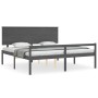 Cama personas mayores cabecero madera maciza gris 200x200 cm de vidaXL, Camas y somieres - Ref: Foro24-3195503, Precio: 189,9...