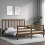 Double bed frame with honey brown wooden headboard by vidaXL, Beds and slatted bases - Ref: Foro24-3193799, Price: 152,42 €, ...