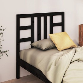 Solid black pine wood bed headboard 106x4x100 cm by vidaXL, Headboards and footboards - Ref: Foro24-817829, Price: 36,99 €, D...