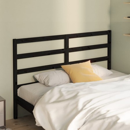 Solid black pine wood bed headboard 156x4x100 cm by vidaXL, Headboards and footboards - Ref: Foro24-817649, Price: 35,78 €, D...