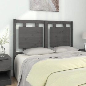 Solid gray pine wood bed headboard 125.5x4x100 cm by vidaXL, Headboards and footboards - Ref: Foro24-817932, Price: 54,99 €, ...