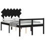 Estructura cama de matrimonio con cabecero madera maciza negra de vidaXL, Camas y somieres - Ref: Foro24-3195520, Precio: 156...