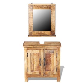 Mueble de baño con espejo de madera maciza de mango de vidaXL, Muebles de baño - Ref: Foro24-243462, Precio: 284,74 €, Descue...