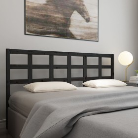 Solid black pine wood bed headboard 185.5x4x100 cm by vidaXL, Headboards and footboards - Ref: Foro24-817909, Price: 34,99 €,...