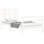 White solid wood bed frame with headboard 90x200 cm by vidaXL, Beds and slatted bases - Ref: Foro24-3194102, Price: 106,44 €,...