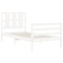 White solid wood bed frame with headboard 90x200 cm by vidaXL, Beds and slatted bases - Ref: Foro24-3194102, Price: 106,44 €,...