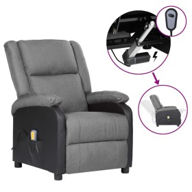 Sillón reclinable masaje cuero sintético y tela gris claro de vidaXL, Sillones de masaje eléctricos - Ref: Foro24-3098376, Pr...