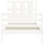 White solid wood bed frame with headboard 90x200 cm by vidaXL, Beds and slatted bases - Ref: Foro24-3194102, Price: 106,44 €,...