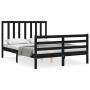 Bed frame with black solid wood headboard 140x200 cm by vidaXL, Beds and slatted bases - Ref: Foro24-3193795, Price: 158,61 €...